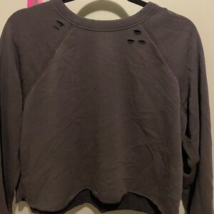 Aerie cropped distressed black sweater